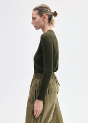 Long Sleeve Crew in Fine Cashmere - Olive - CO Collections